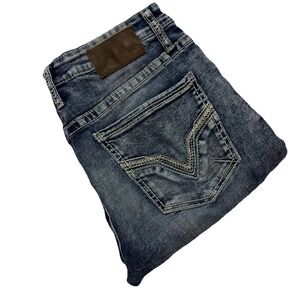 BKE Jeans Men 33x34 (Actual 33x32) Jake Straight Med Wash Y2K Blue Denim Stretch